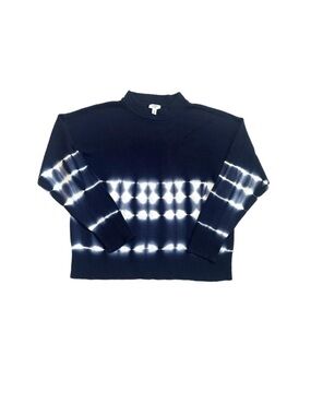 #3 CROWN & IVY ~ Navy Long Sleeve Sweater with White Ombré Geometric Design